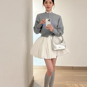2025一整套入春穿搭韩系超好看针织开衫半身裙两件套装洋气质时髦